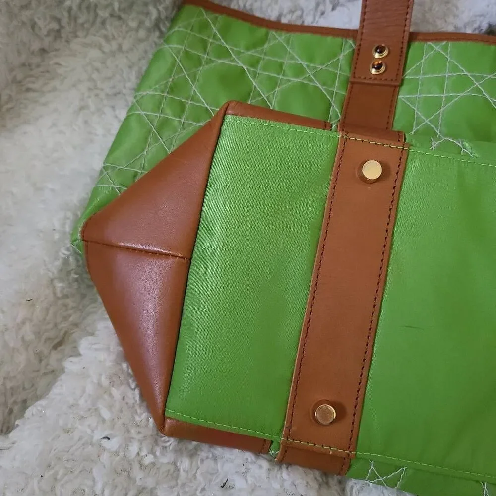 Lilly Pulitzer Off The Wagon Quilted Green Canvas Tote Shoulder Bag NWT‎